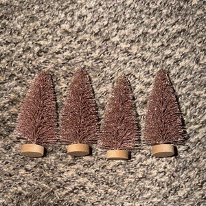 Set of Four Miniature Pink Bottle Brush Trees